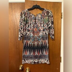 S-Twelve Multicolor Patterned Dress with rhinestones